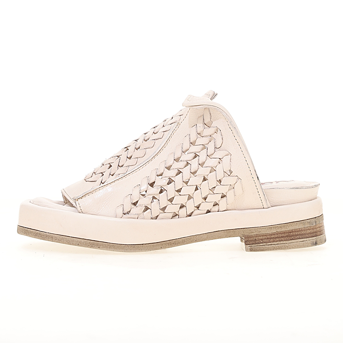 SILK WOVEN MULE SANDAL WITH SQUARED TOE - SAMPLE SALE SIZE 37 - FINAL SALE